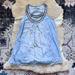 Double D Ranch Weeping Moon Sequin Tank Chambray